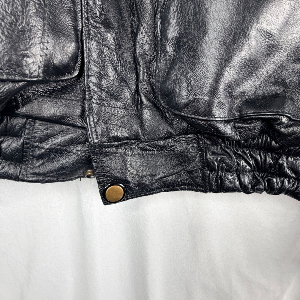 90's Leather Works Patchwork Bomber Jacket Size M… - image 7